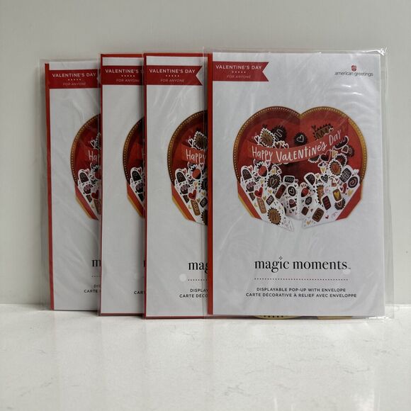 American Greetings Magic Moments Displayable Pop-Up Valentines Day Card Lot of 4 - Picture 1 of 4